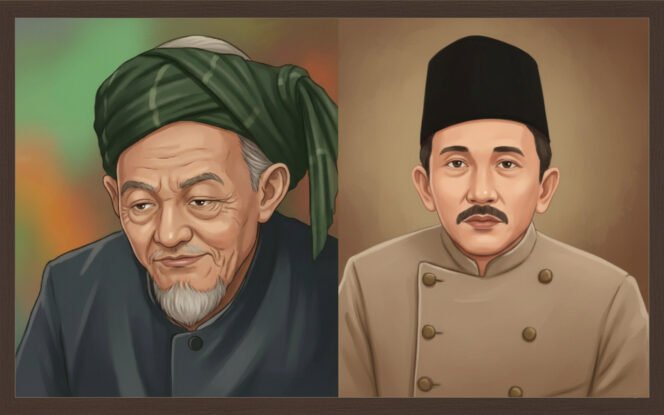 
					Dua Ulama Besar: KH. Hasyim Asy'ari dan KH. Faqih Maskumambang. Foto: AI