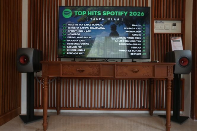 
					Sistem speaker Hi-Fi dan layar TV di Audiophile Room Padi Heritage Resort Malang yang menghadirkan pengalaman menikmati musik dengan kualitas audio premium.