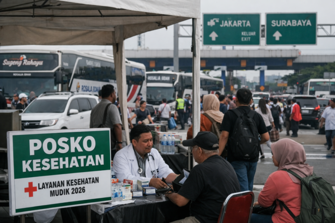 
					Pemerintah menyiagakan layanan kesehatan untuk mendukung keselamatan pemudik selama perjalanan.