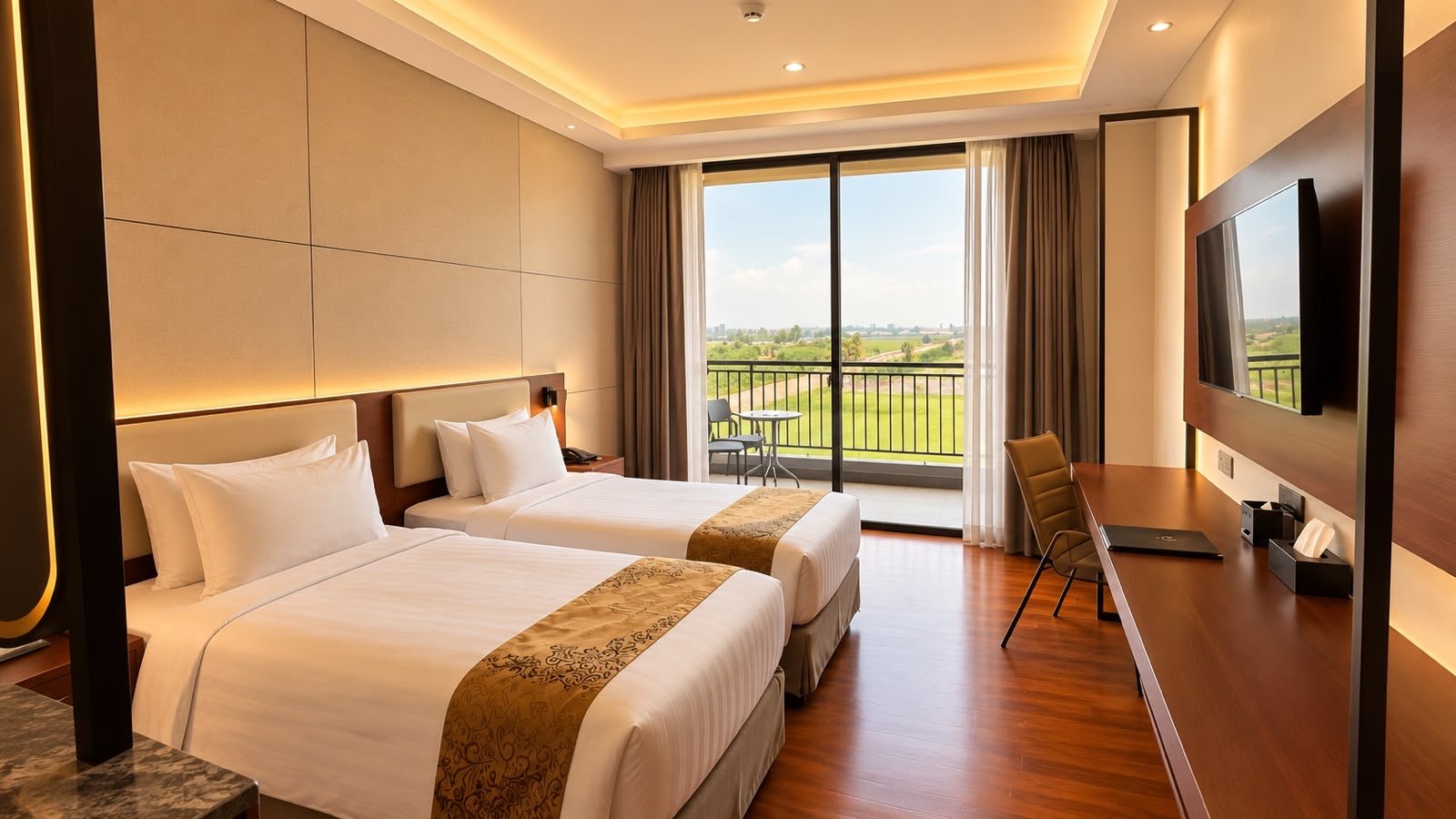Kamar Grand Miami Hotel di Kepanjen, Malang, salah satu pilihan akomodasi dengan fasilitas lengkap untuk tamu dan keluarga.